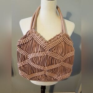 London Kay Woven Macrame Shoulder Tote Bag